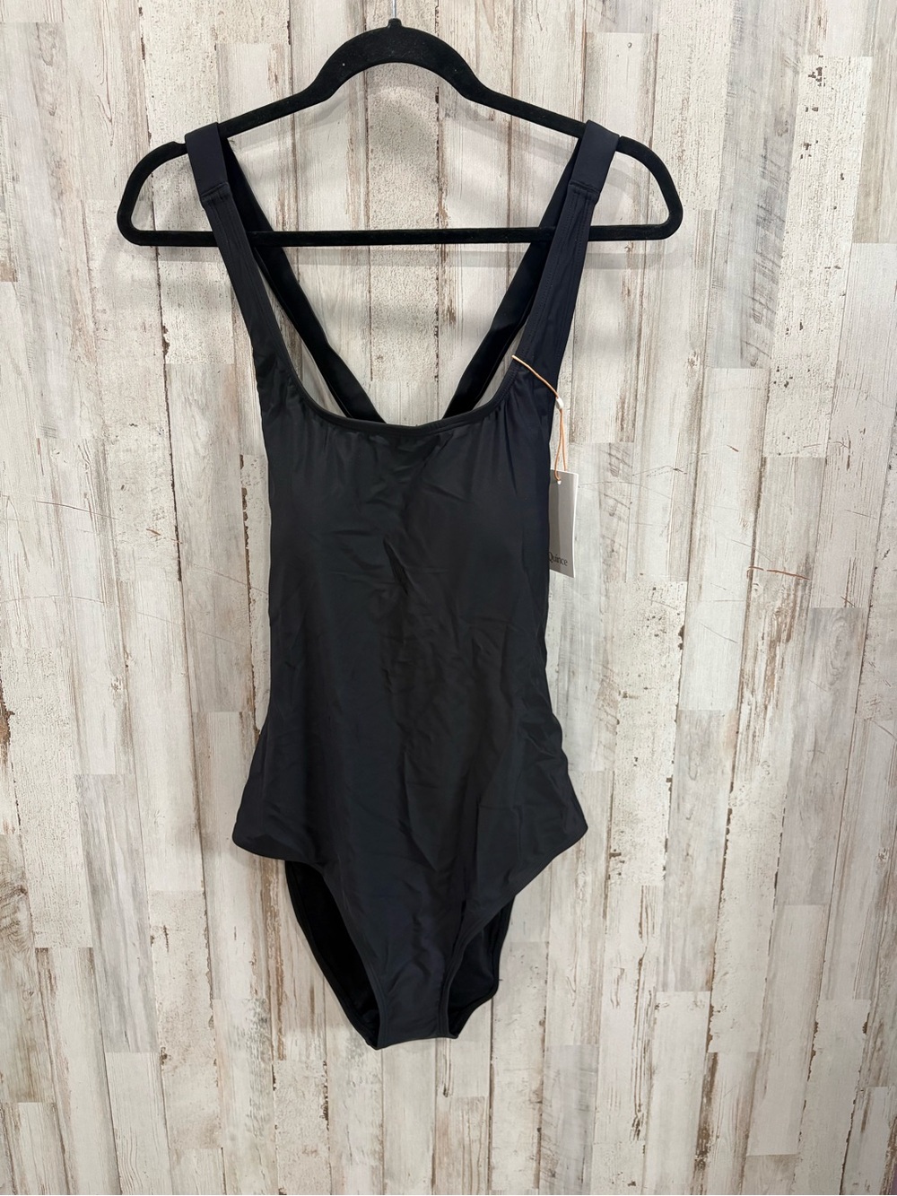 New Quince Italian Cross Back One Piece Swimsuit XL True Black Classy Minimalist